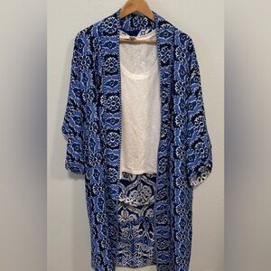 Haute Hippie Blue and White Abstract Kimono